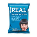 Real Crisps Sea Salt and Malt Vinegar Flavour Hand Coooked Potato Crisps (Case of 48)