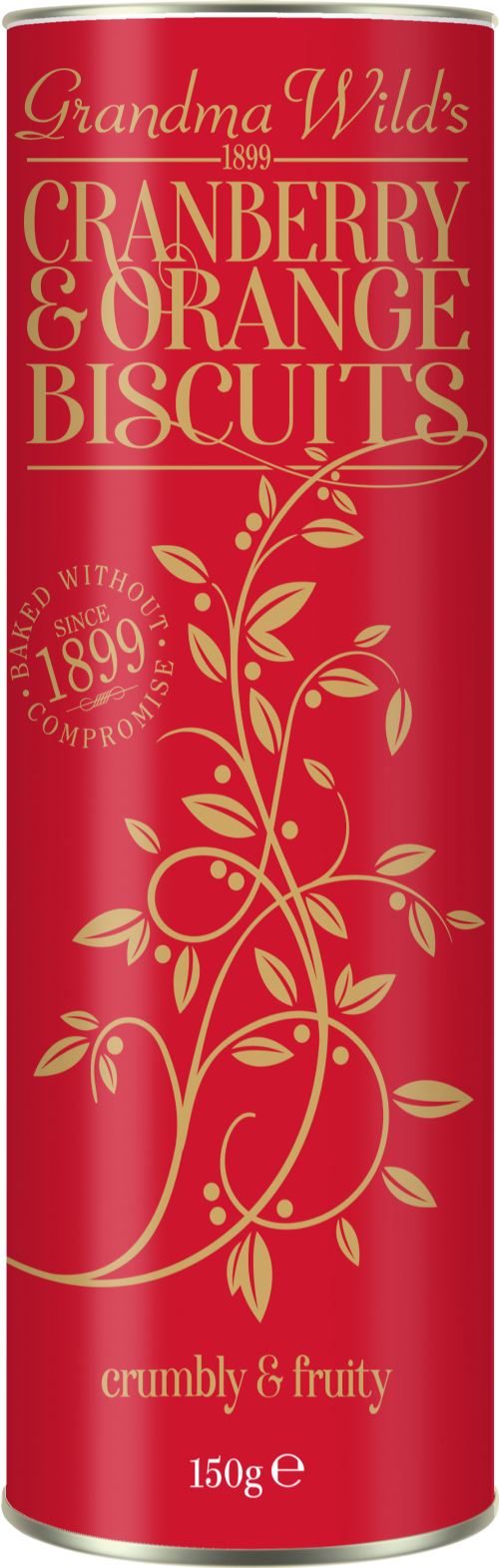 GRANDMA WILD'S Cranberry & Orange Biscuits in Ornate Tube 150g