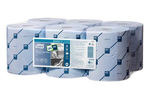 Tork Reflex™ Wiping Paper Plus, Single Sheet Centrefeed, 2ply, Blue, 150m