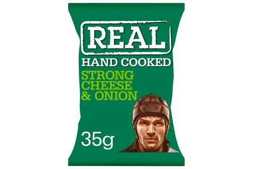 Real Handcooked Strong Cheese & Onion Flavour Potato Crisps 35g