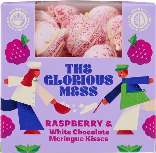 THE GLORIOUS MESS Raspberry & White Chocolate Meringue Kisses 100g
