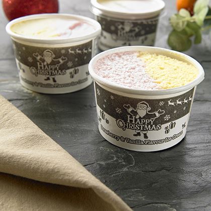Cooldelight Strawberry & Vanilla Ice Cream Christmas Tubs (Case of 60)