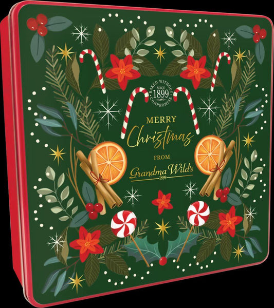 GRANDMA WILD'S Shortbread Petticoat Tails in Embossed Merry Christmas Tin 400g