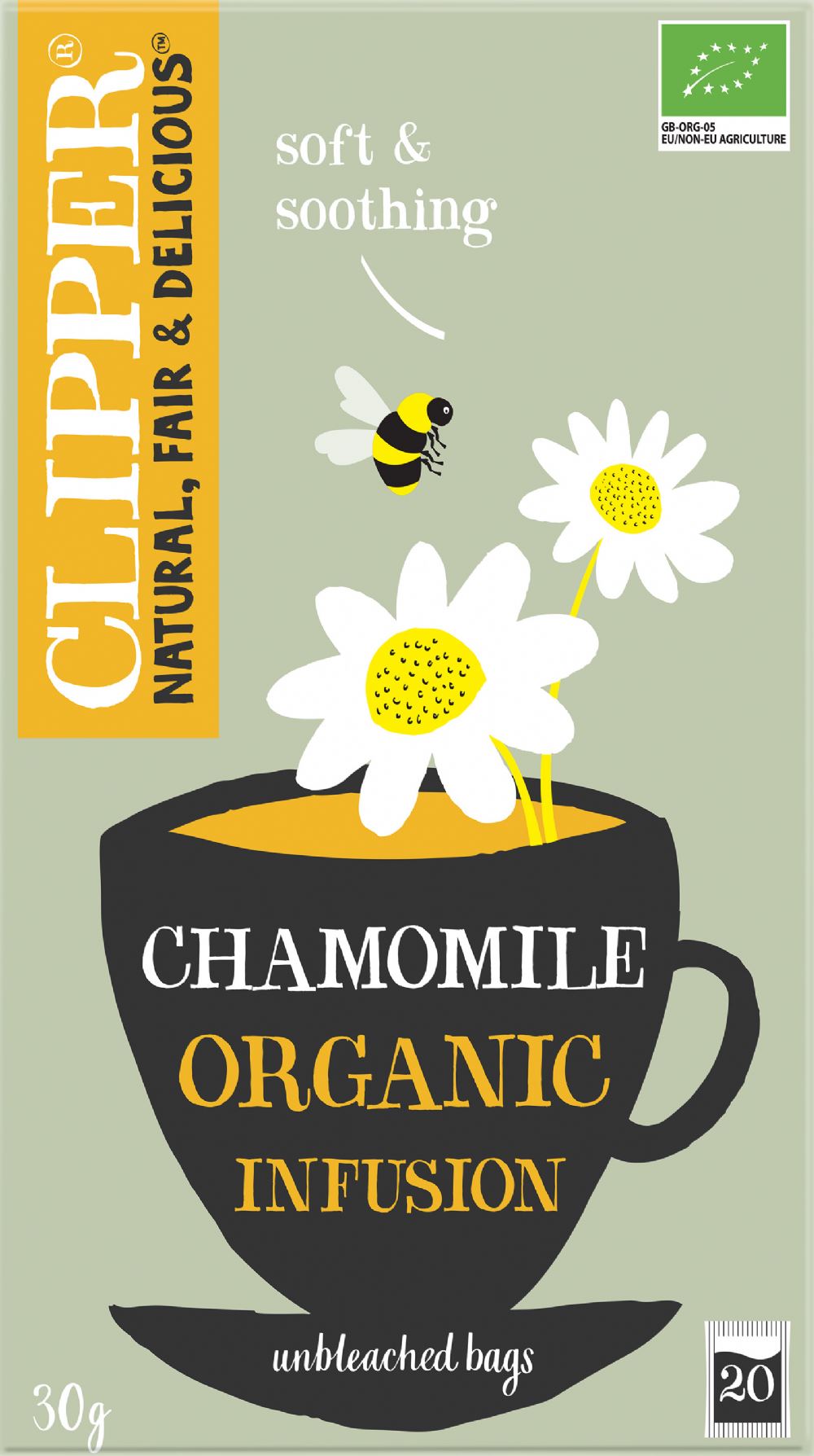 CLIPPER 20 Organic Chamomile Teabags 30g - 1 Case