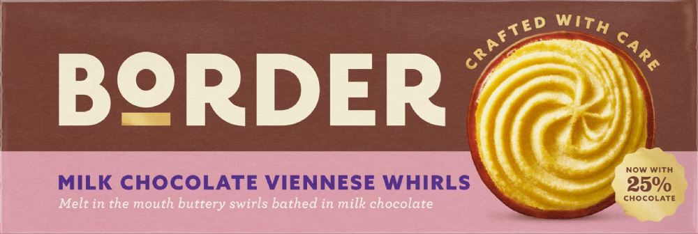 BORDER Milk Chocolate Viennese Whirls 150g - 1 Case