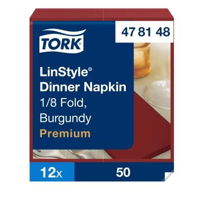 Tork LinStyle  Dinner Napkin  Burgundy  8Fold