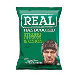 Real Handcooked Strong Cheese & Onion Flavour Potato Crisps 35g (Case of 48)
