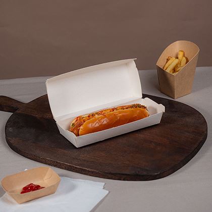Notpla Seaweed Lined Hot Dog Clamshell White (Case of 1)