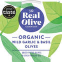 THE REAL OLIVE COMPANY Organic Wild Garlic & Basil Olives - Deli Pot 150g