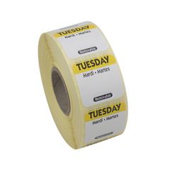 Square Trilingual Removable Label Tuesday 25mm (1") (Case of 1)