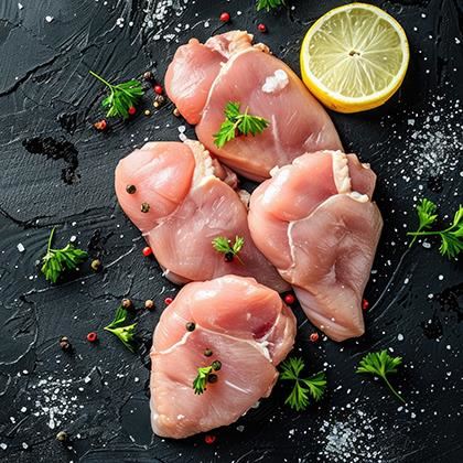 CHICKEN HALAL THIGH BONELESS SKINLESS 1x1kg - Order by 2pm Mon-Fri for next delivery day (Case of 1)