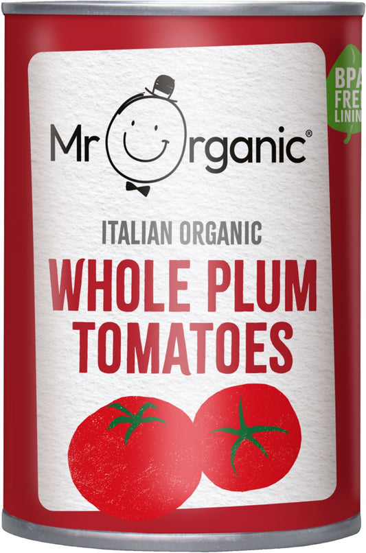 MR ORGANIC Italian Organic Whole Plum Tomatoes 400g - 1 Case