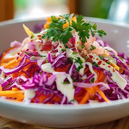 BB - Washed and ready to eat coleslaw mix of 3mm Julienne Carrot & 4mm sliced Red Cabbage WRTE