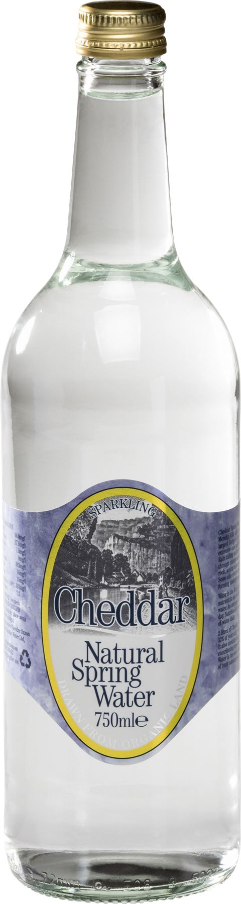 CHEDDAR Natural Spring Water - Sparkling Glass 750ml - 1 Case