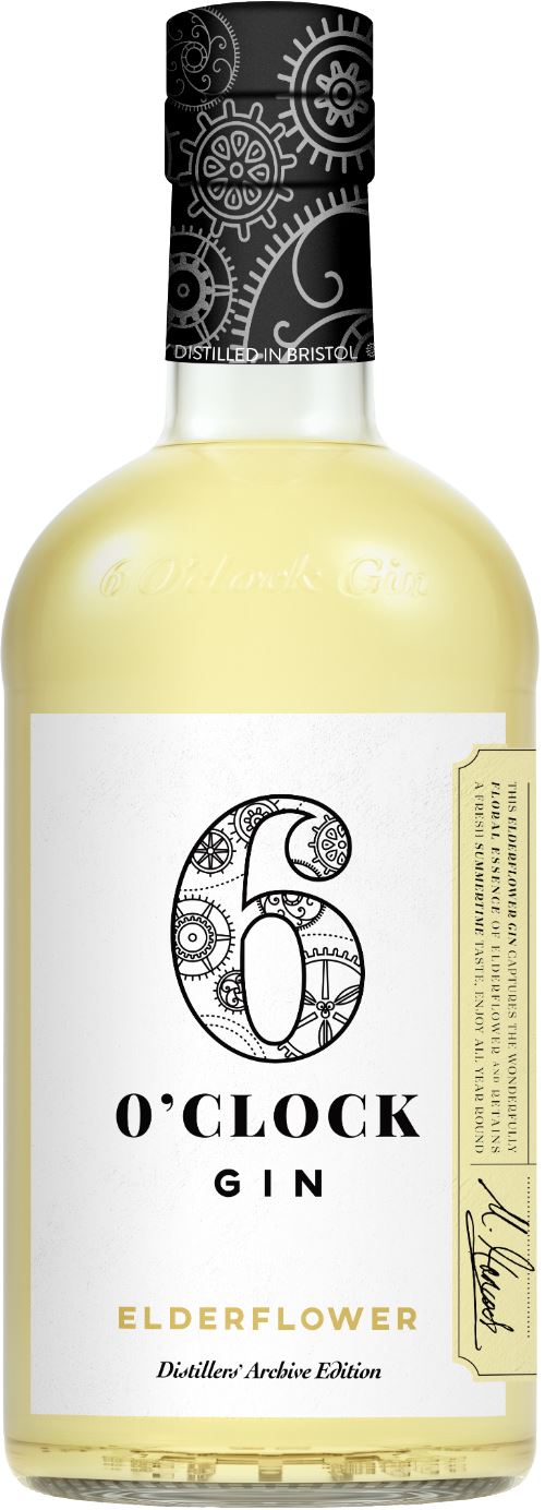 6 O'CLOCK Elderflower Gin 40% ABV 70cl
