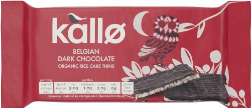 Kallo Belgian Dark Chocolate Organic Rice Cake Thins 75g