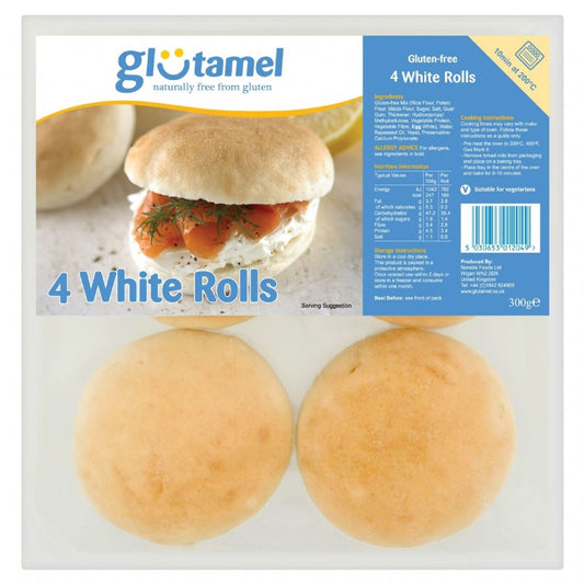 GLUTAMEL 4 White Bread Rolls 300g - 1 Case