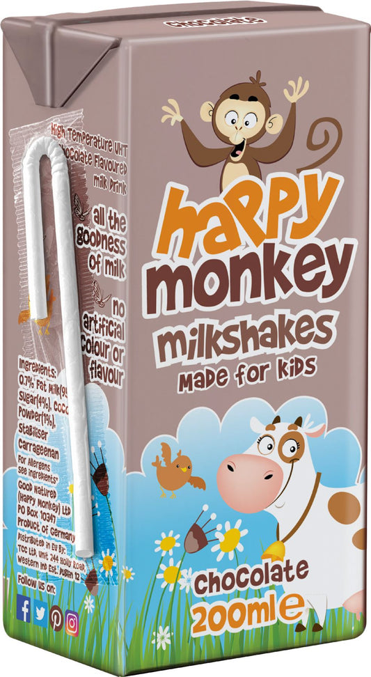 HAPPY MONKEY Milkshakes Made for Kids - Chocolate 200ml - 1 Case