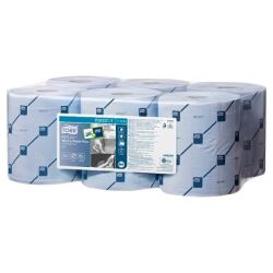Tork Reflex Wiping Paper Plus, Single Sheet Centrefeed, 2ply, Blue, 150m