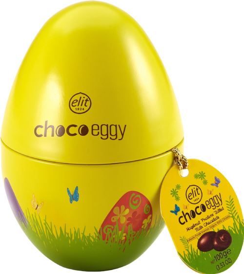 ELIT Chocoeggy Milk Chocolate Praline Eggs - Yellow Egg Tin 100g