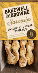 BAKEWELL AND BROWNE Savouries - Emmental Cheese Spirals 70g (Case of 10)