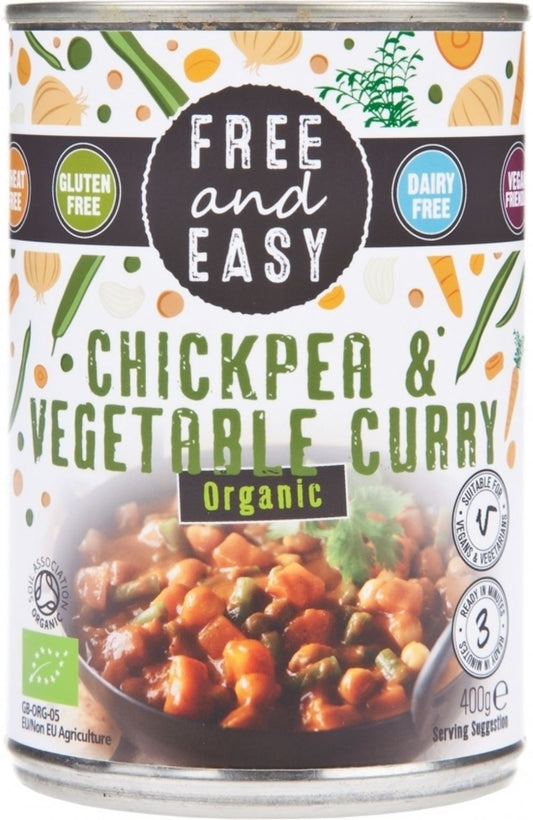 FREE AND EASY Organic Chickpea & Vegetable Curry 400g - 1 Case