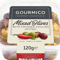 GOURMICO Pitted Greek Mixed Olives with Crushed Chillies - Deli Pot 120g