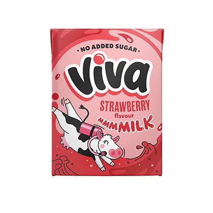Viva Strawberry Flavour Semi-Skimmed Milk 200ml - No Added Sugar