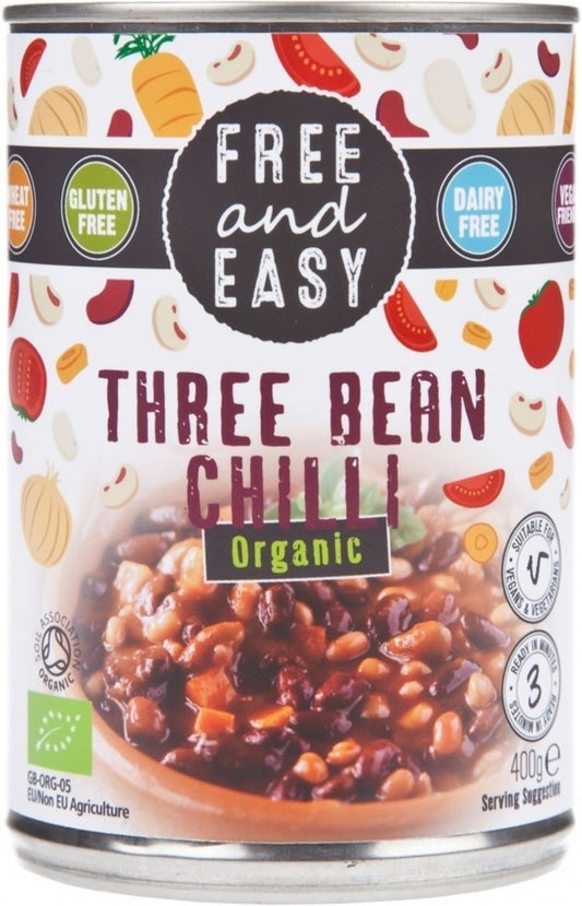 FREE AND EASY Organic Three Bean Chilli 400g - 1 Case
