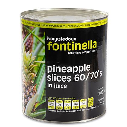 Fontinella Pineapple Slices in Juice 60-70 Count