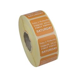 Use By Day Saturday Label Orange