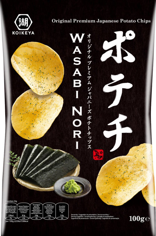 KOIKEYA Potato Crisps - Wasabi Nori 100g - 1 Case