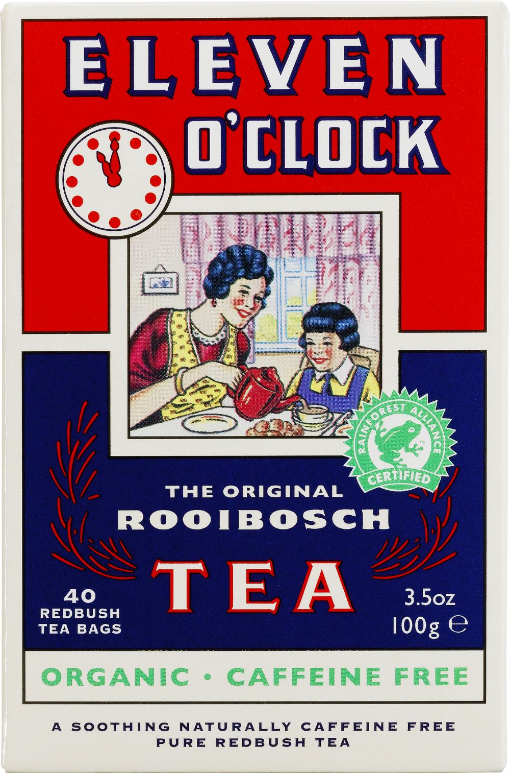 ELEVEN O'CLOCK The Original Rooibosch (Redbush) Tea - 40 Teabags 100g - 1 Case