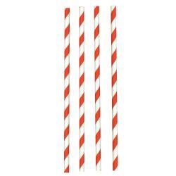 Paper Smoothie Straw Red & White Striped 200x8mm (Case of 30)
