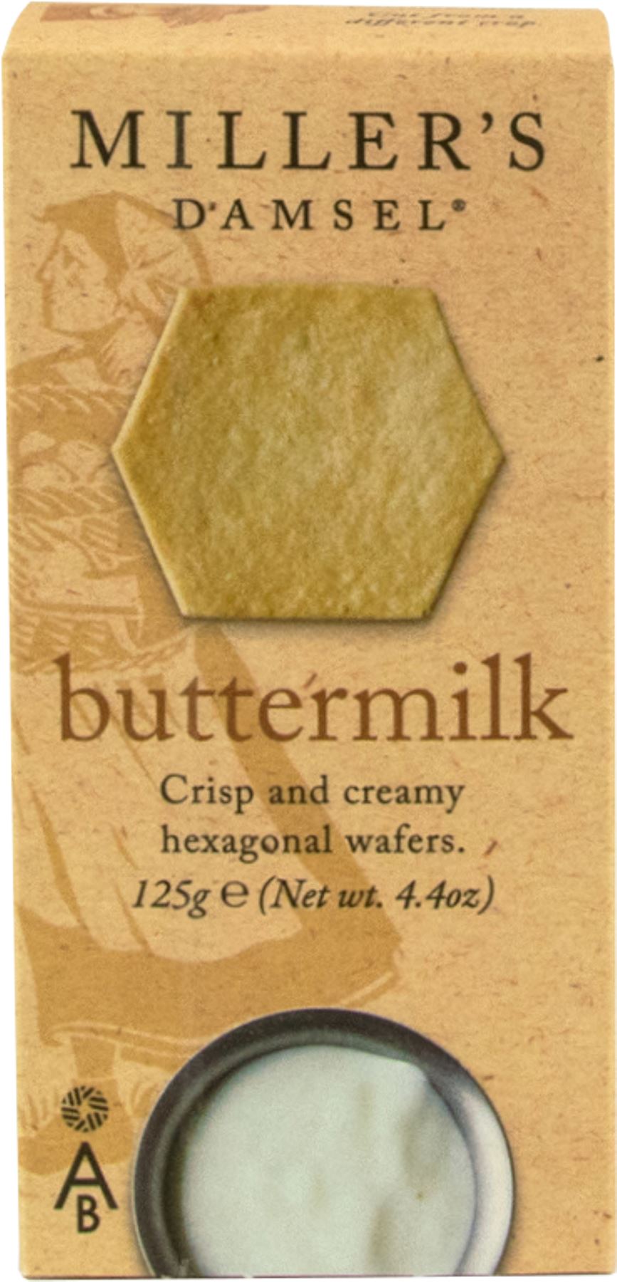 ARTISAN BISCUITS Miller's Damsel Buttermilk Wafers 125g - 1 Case