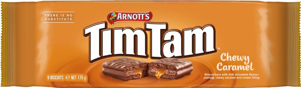 ARNOTT'S Tim Tam Chewy Caramel Biscuits 175g - 1 Case