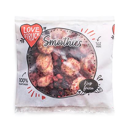 Love Smoothies Blueberry Thrill frozen smoothie sachets.