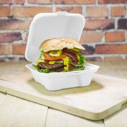 Nourish Moulded Fibre Burger Box Standard 6x6" (Case of 1)