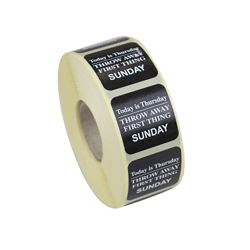 Use By Day Sunday Label Black