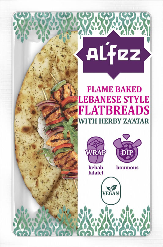 AL'FEZ Flame Baked Lebanese Style Flatbreads with Herby Za'atar 180g - 1 Case