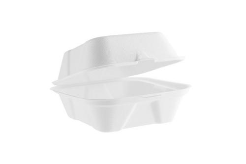 Vegware White Bagasse Burger Box 6in