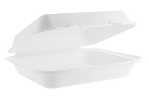 Vegware White Bagasse Lunch Box 9x8" /21x23.5x8cm