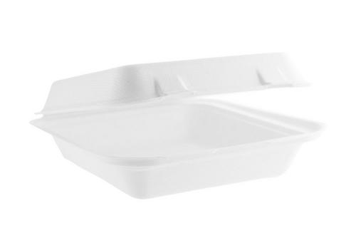 Vegware White Bagasse Square lunch box 8x8" /21x21x7.5cm