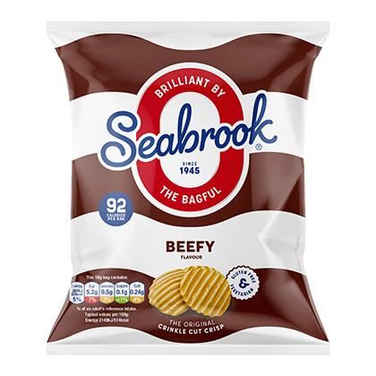 Seabrook Crinkle Cut Crisps Beefy Flavour Snack Size Under 100kcal (Case of 50)