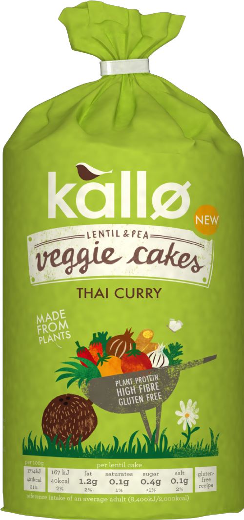 KALLO Lentil & Pea Veggie Cakes - Thai Curry 122g