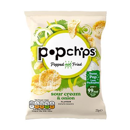 Popchips Sour Cream & Onion Crisps 23g (Case of 24)