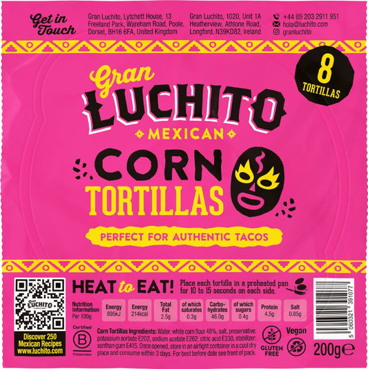 GRAN LUCHITO 8 Corn Tortillas 200g - 1 Case