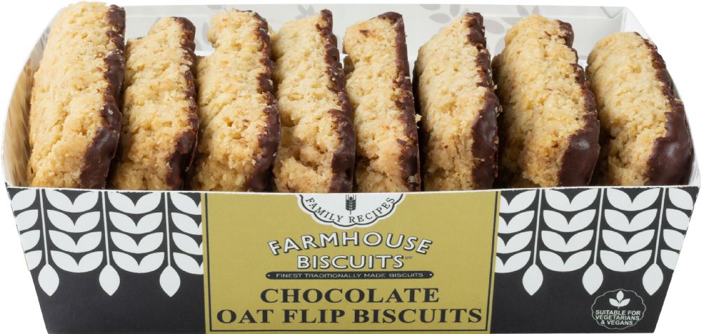FARMHOUSE BISCUITS Dark Chocolate Oat Flip Biscuits 150g - 1 Case