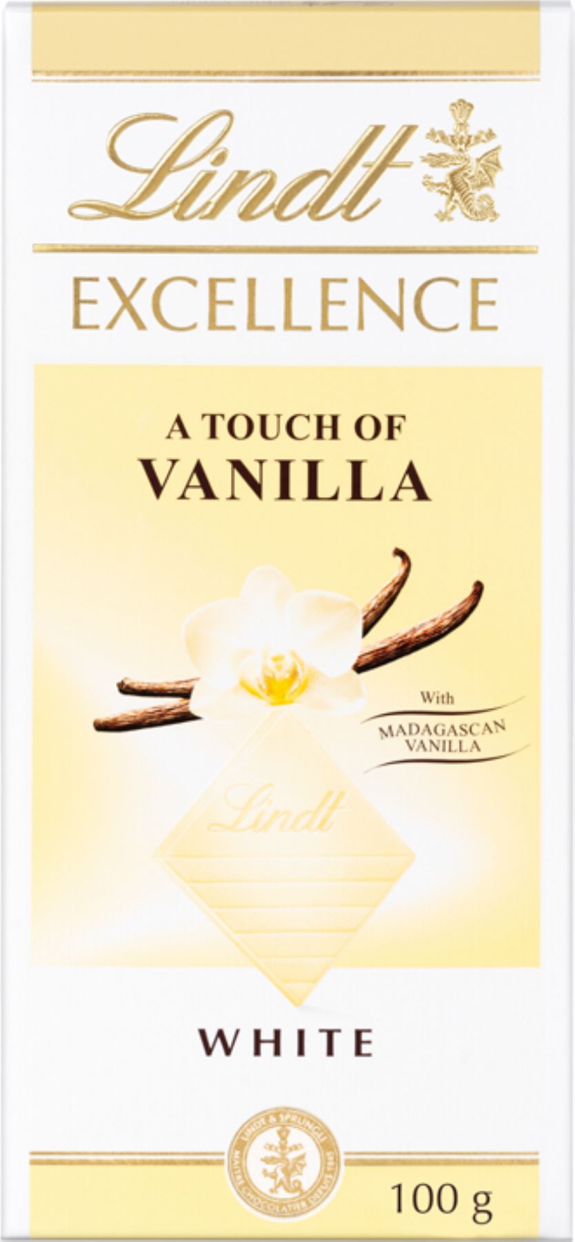 LINDT Excellence White Touch of Vanilla Bar 100g - 1 Case