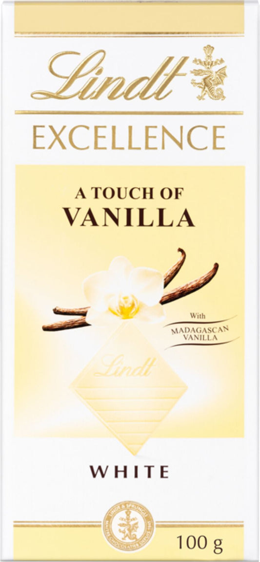 LINDT Excellence White Touch of Vanilla Bar 100g - 1 Case